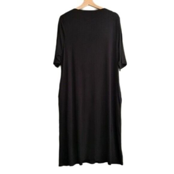 ZENANA PREMIUM T-shirt Dress Midi Minimalist Black Sz M - Picture 7 of 10